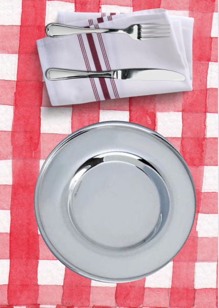 Miss Ritchie's Restaurant. Role playing game. Hands-on. Collaborative learning game. Plate and cutlery template..