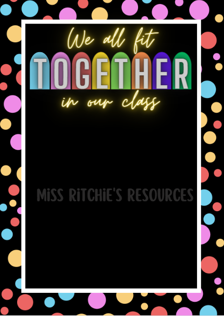 We all fit together in our class. Class poster. This poster is designed as a template to glue on your class puzzle. Visually appealing.