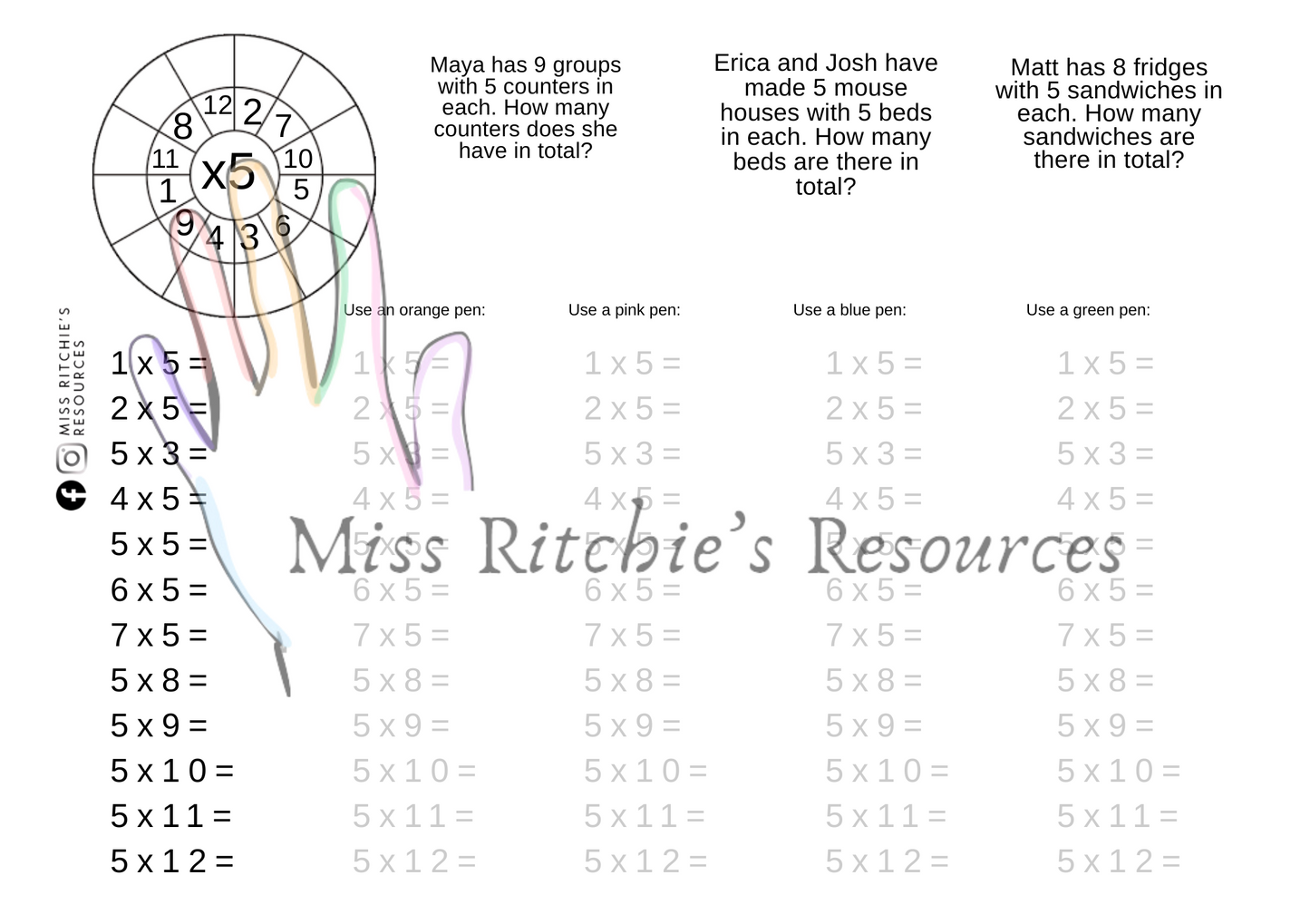 2,5, and 10s multiplication practice