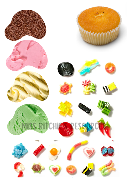 Miss Ritchie's Restaurant. Role playing game. Hands-on. Collaborative learning activity. Cupcake topping template.