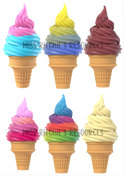 Miss Ritchie's Restaurant. Role playing game. Hands-on. Collaborative learning activity. Ice-cream template.