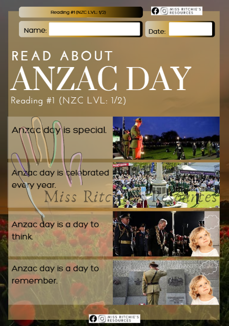 Anzac readings- All levels