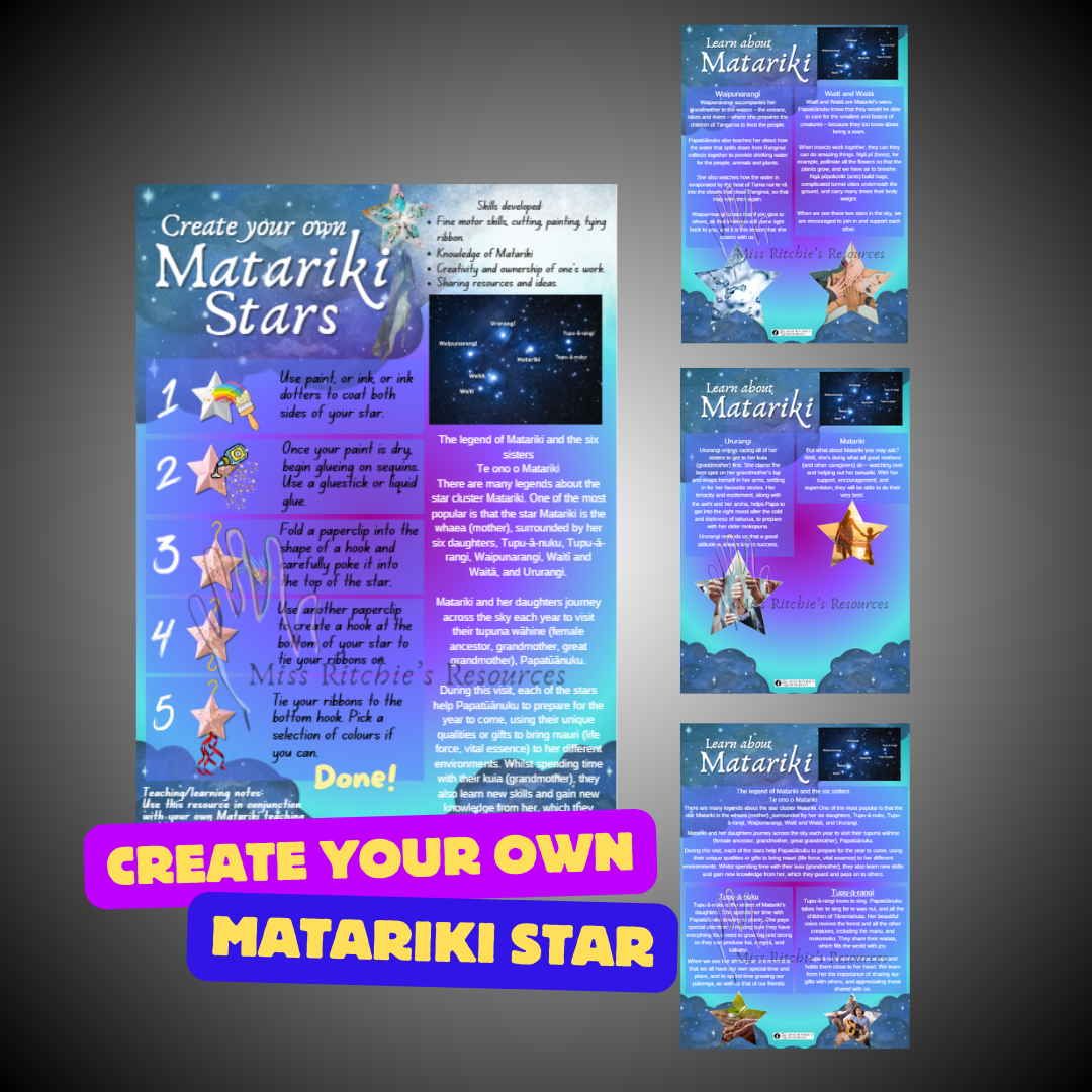 Instructions on how to make your own 3D Matariki stars!