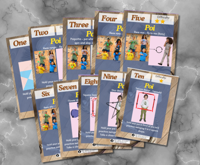 Poi practice activity cards. Practice your poi movements with 10 different actions! Check it out on Miss Ritchie's Resources