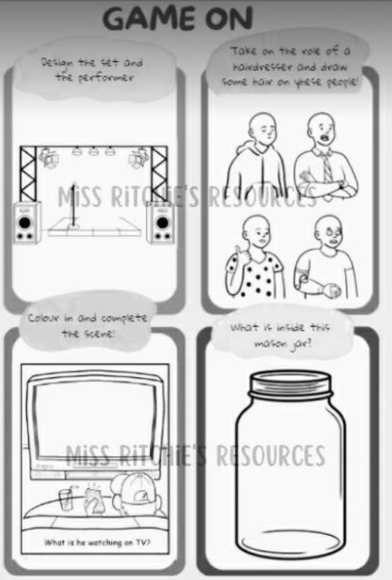 Game on. Set of 4 activities that engage the creative senses.