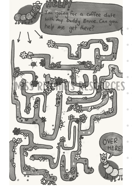 Caterpillar maze. Help these charming characters reach their goal. This activity supports the development of a range of crucial learning skills.
