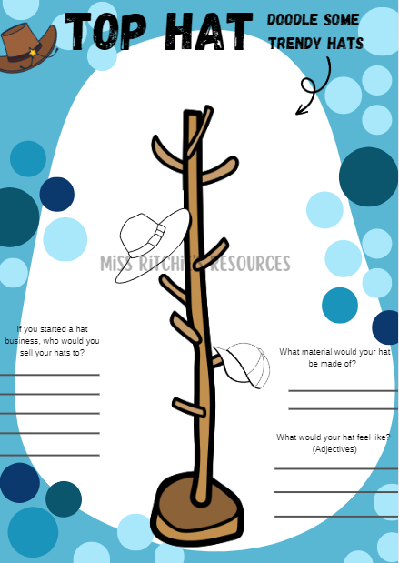 Top Hat activity. Design some fun hats while working on developing a range of practical skills. Colourful and engaging, this activity will be appealing to any child.