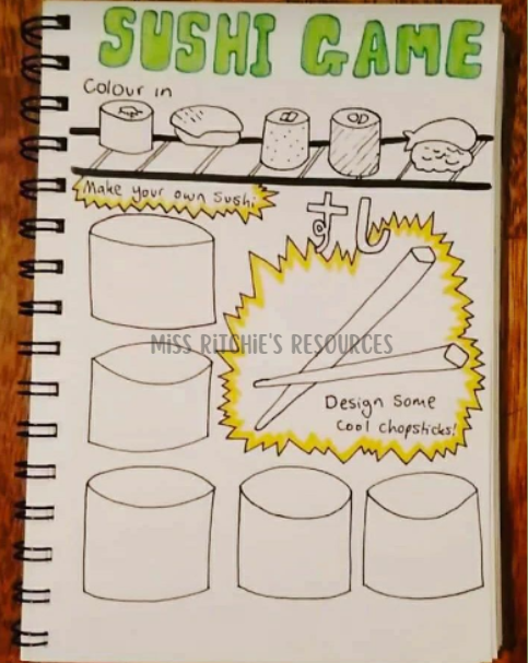 Sushi drawing game. A simple and exciting activity that will spark creativity.