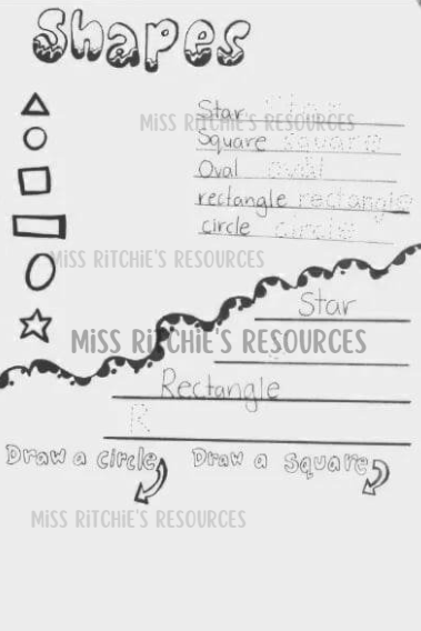 Shapes handwriting resource. Engaging activity sheet.