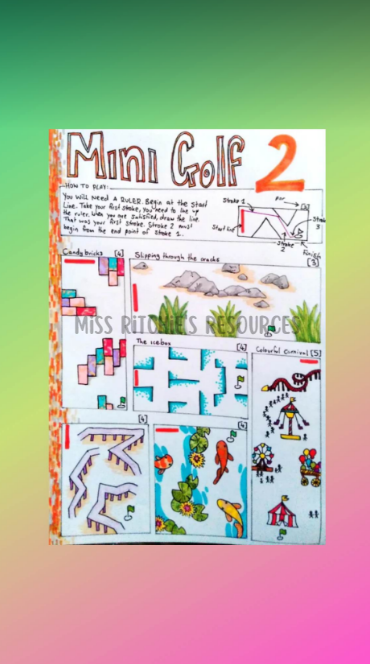 Minigolf 2 game. This activity teaches angles and basic mathematics in a colorful and unique way.