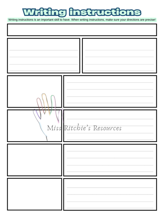 An Instructional writing template