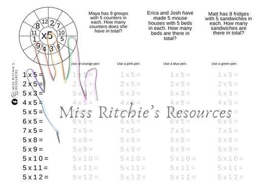 5 times tables practice