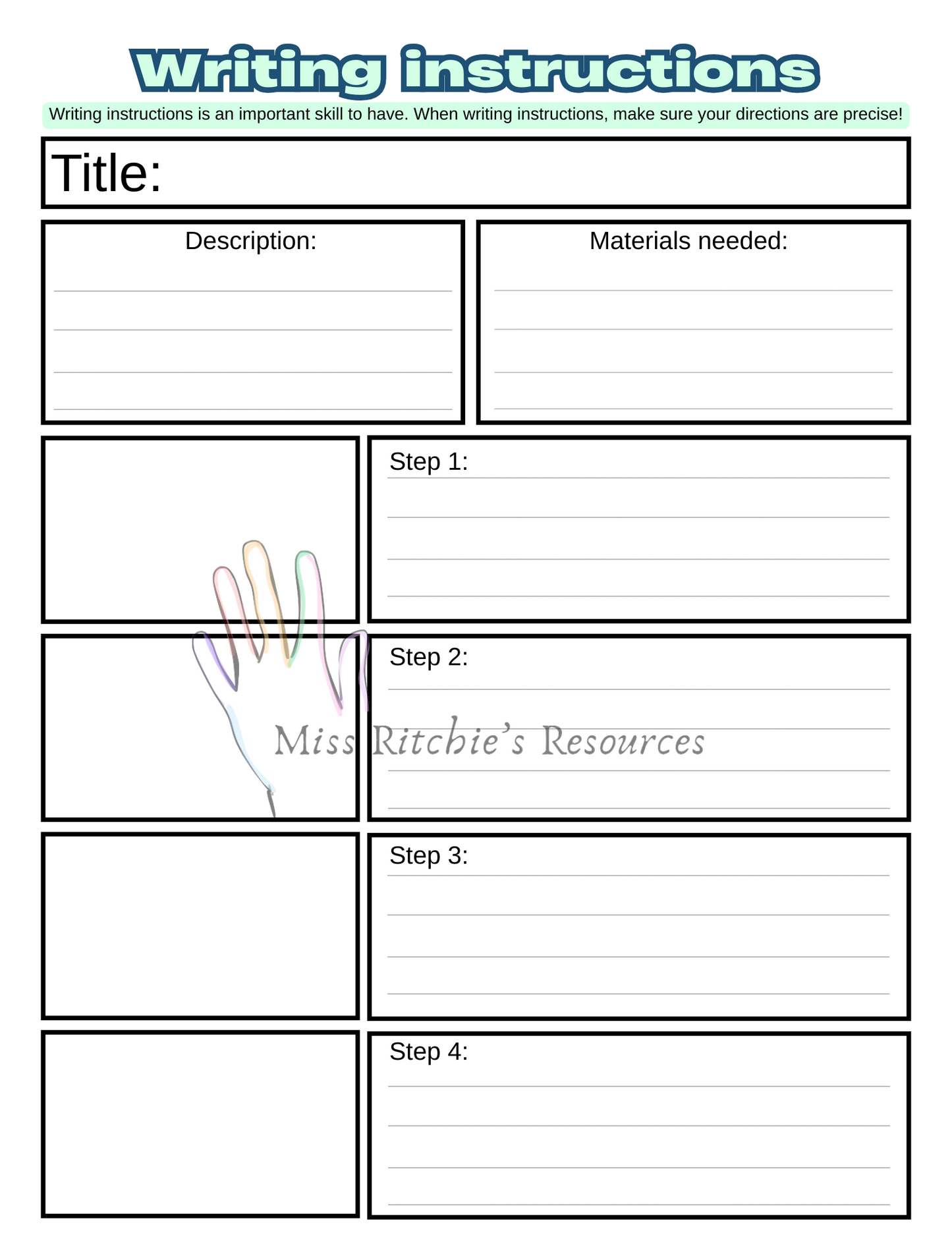 An Instructional writing template