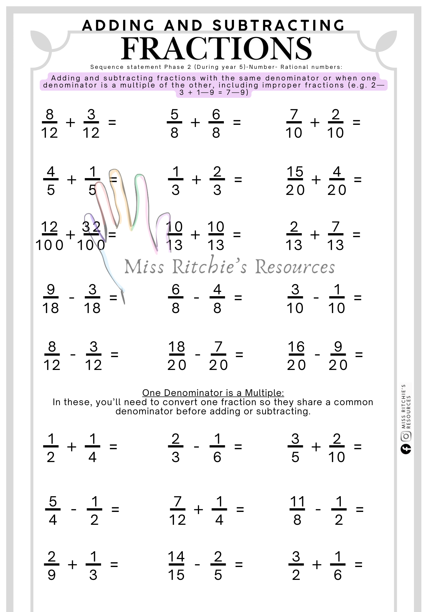Adding and Subtracting Fractions