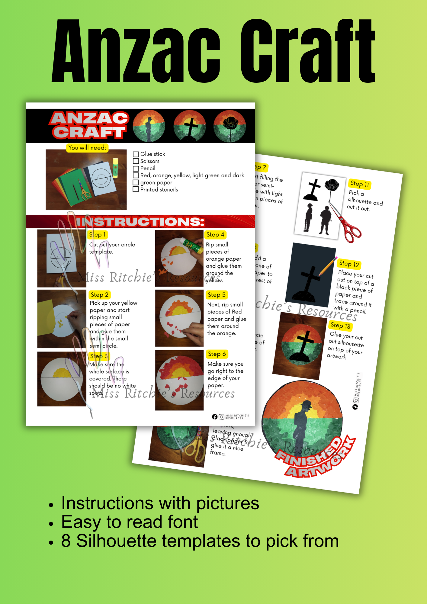 Anzac silhouette craft