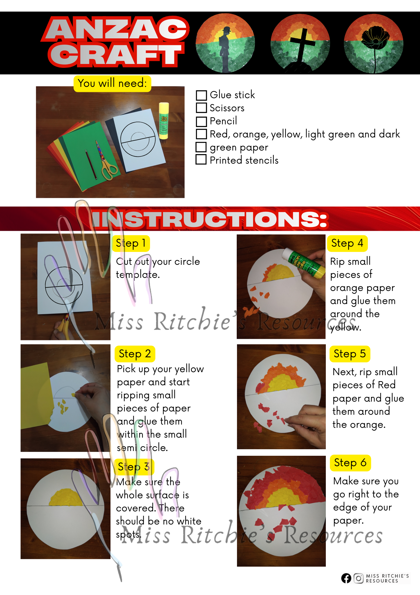 Anzac silhouette craft