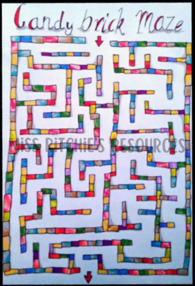 Candy brick Maze. Made to be an exciting adventure on paper!