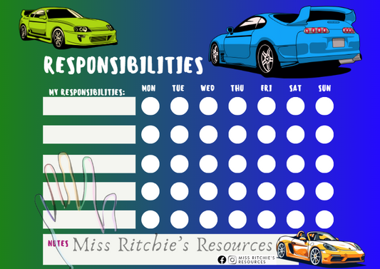 Chore chart- Race cars