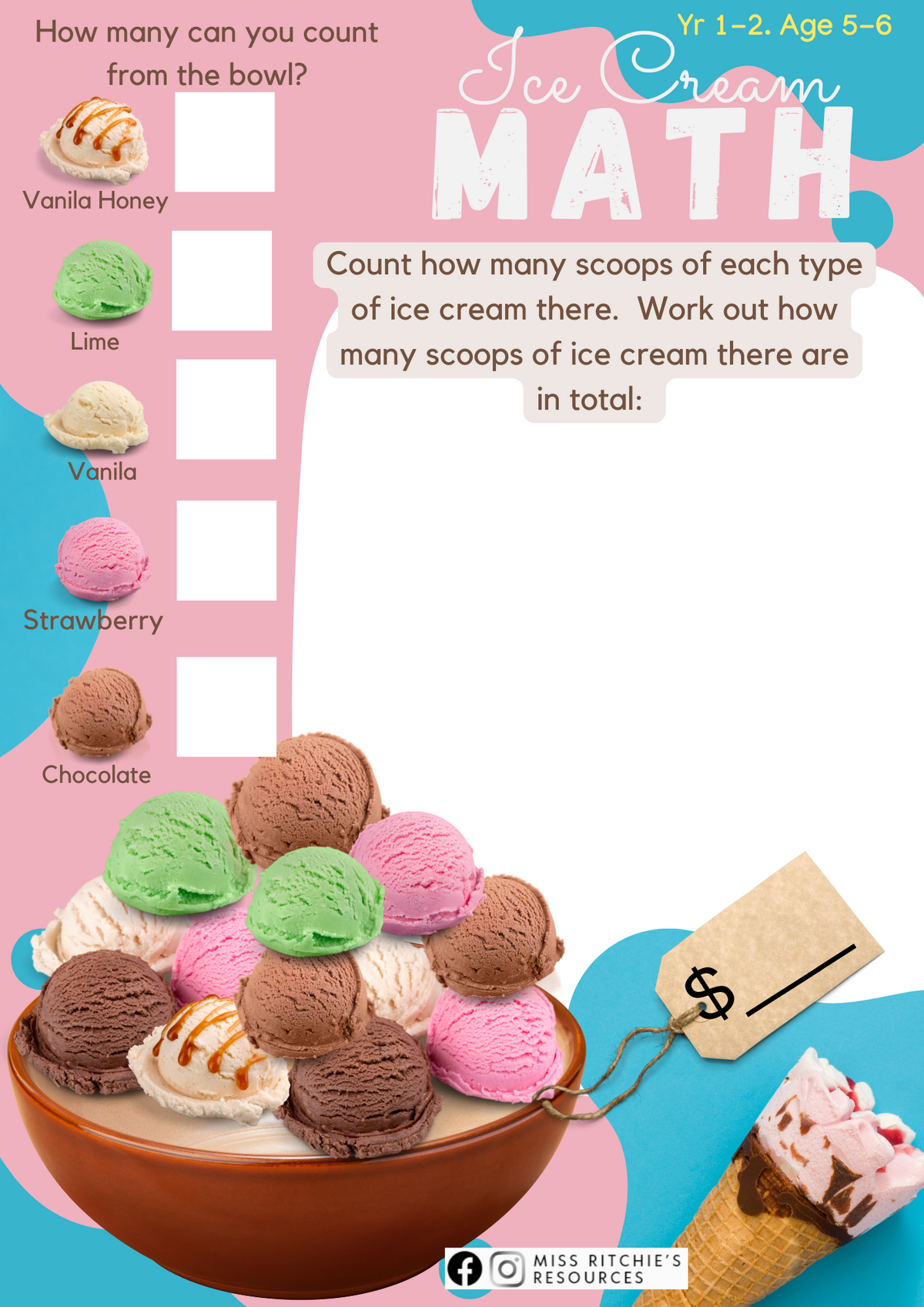Creamrtime Math Ice cream math – Miss Ritchies Resources