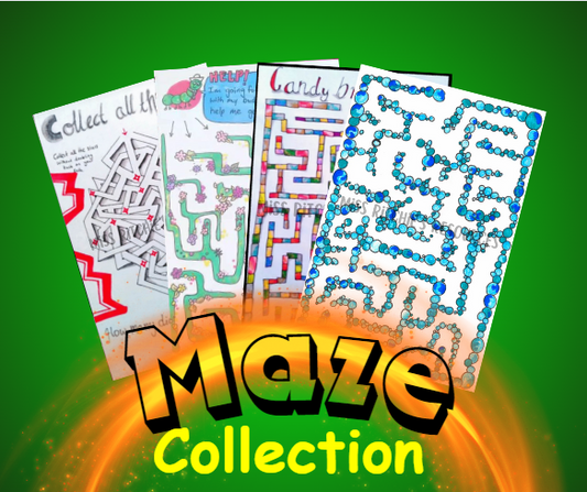Collection of engaging mazes. Colourful and inspiring maze activity. 