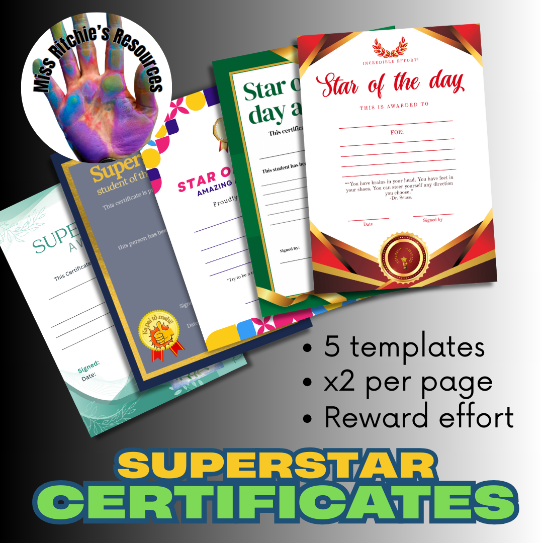 Star of the day certificates