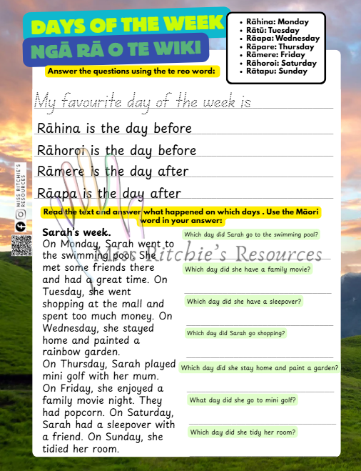 Let's learn days of the week (Ngā Rā o te Wiki) Te reo Māori