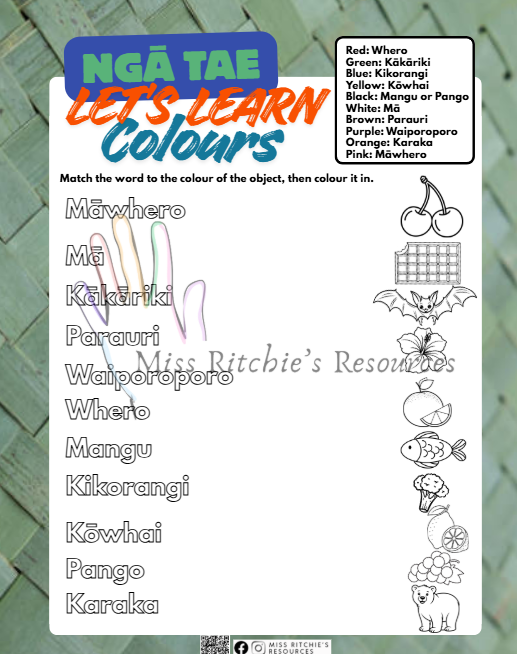 Ngā Tae- Learn te reo Māori colours