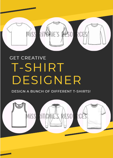 T-shirt designing activity. This game is designed to inspire creativity and develop brainstorming abilities. Suitable for all ages. 