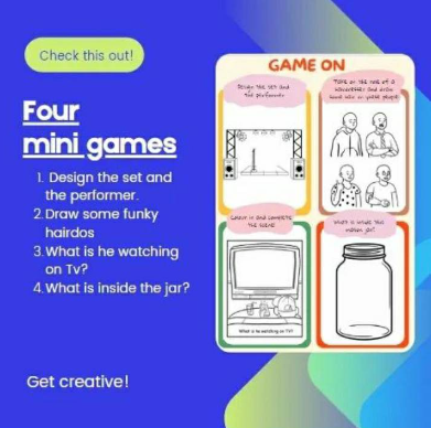Game on. Set of 4 activities that engage the creative senses.